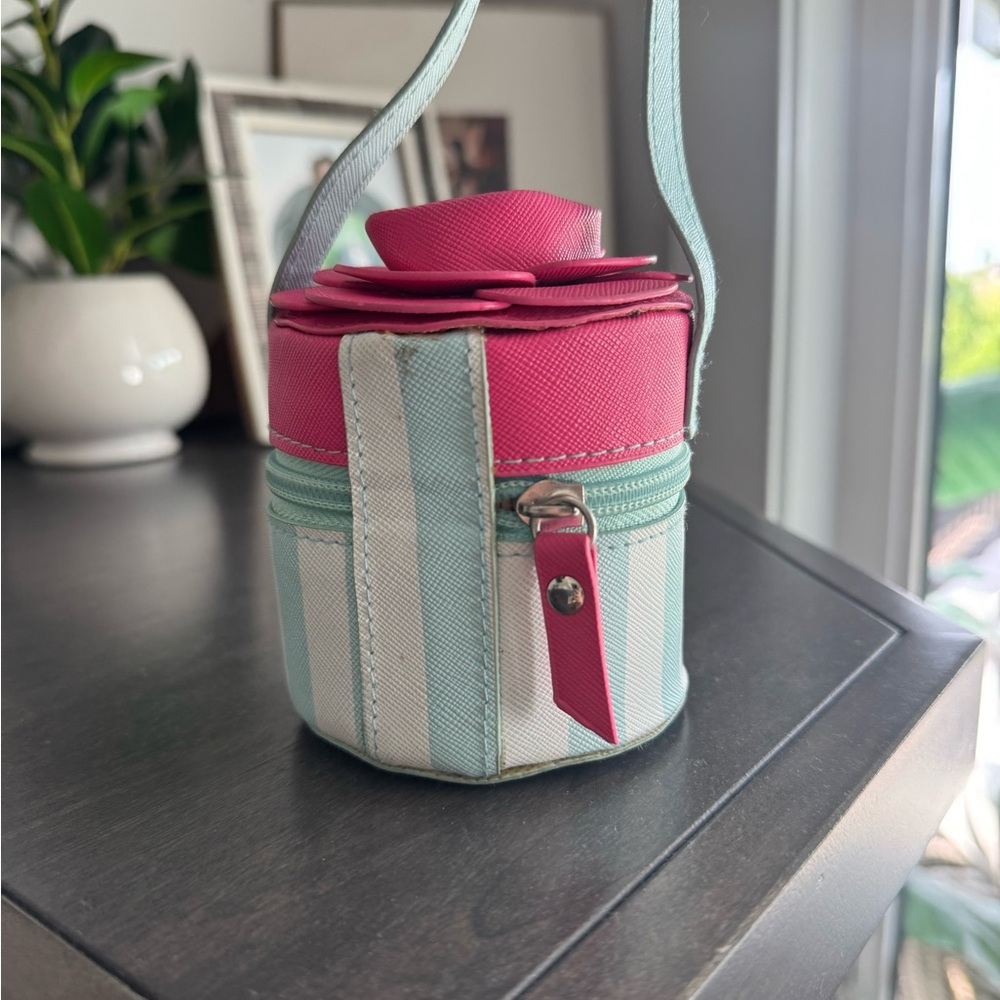 Pink and Mint Striped Round Child’s Purse Handbag - Picture 8 of 10